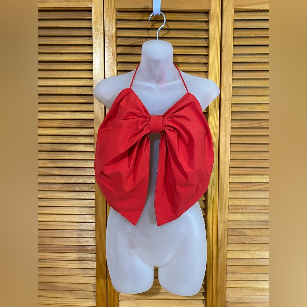 🎁Red bow, bandeau halter top!
